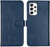 Selencia Hoesje Geschikt voor Samsung Galaxy A53 Hoesje Met Pasjeshouder - Selencia Echt Lederen Bookcase - Blauw