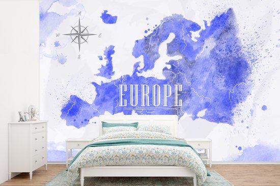 Behang - Fotobehang Kaart - Paars - Europa - Breedte 525 cm x hoogte 350 cm