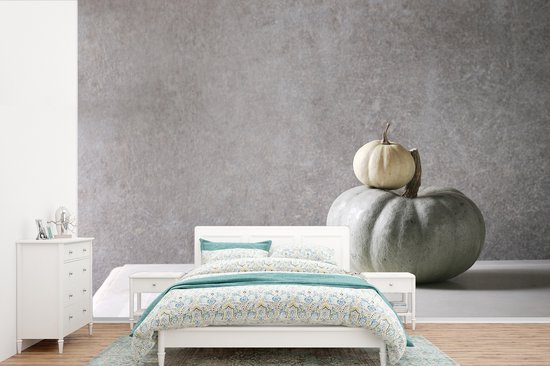 Papier peint photo peint photo vinyle - Déco automne minimaliste de citrouilles largeur 330 cm x hauteur 220 cm - Tirage photo sur papier peint (disponible en 7 tailles)