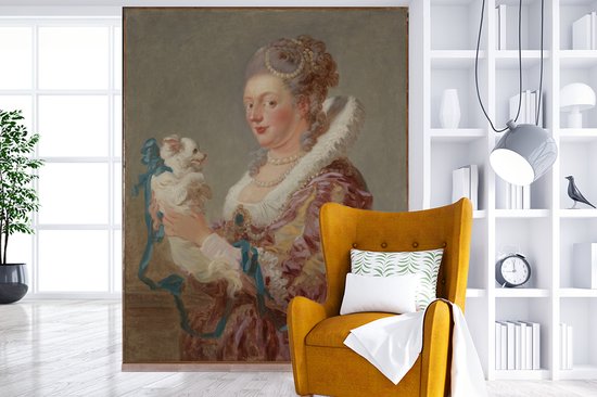 Tableau Sur Toile Jean Honoré Fragonard - « Une Femme Avec Un Chien » - Reproduction D'art - Prêt à Accrocher