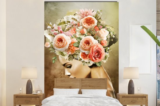 Papier Peint - Papier Papier peint photo Femme - Fleurs - Rose - Largeur 180 cm x Hauteur 280 cm