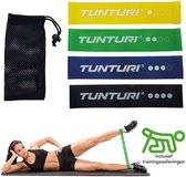 Tunturi 4 Weerstandsbanden Set - Mini Power body band - Weerstandsband - Fitness elastiek - Fitnessband - Trainingsband - Gymnastiekband - Incl. gratis fitness app