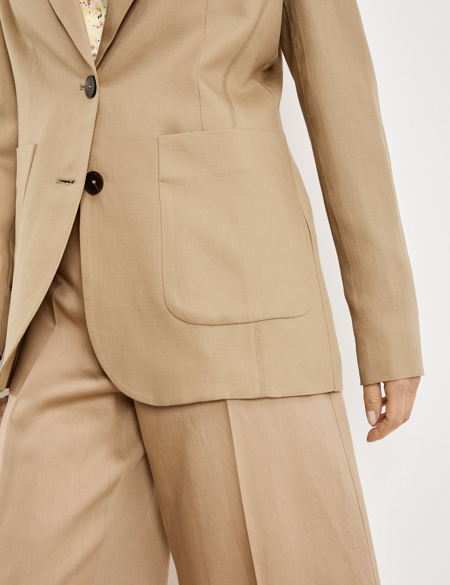 TAIFUN Dames Getailleerde blazer van lyocell en linnen Sand-36