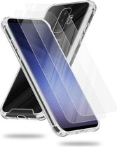 Cadorabo Hoes en 2x Tempered beschermglas compatibel met Samsung Galaxy S9 PLUS in TRANSPARANT - Hybride beschermhoes met TPU siliconen rand en acryl-glas achterkant