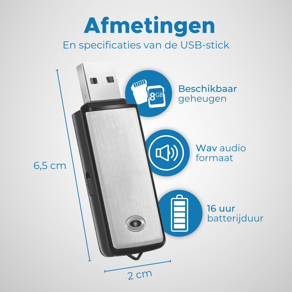 Afluisterapparatuur - USB Stick 8 GB - Audio Recorder - Afluisteren Opnemen  | bol.com