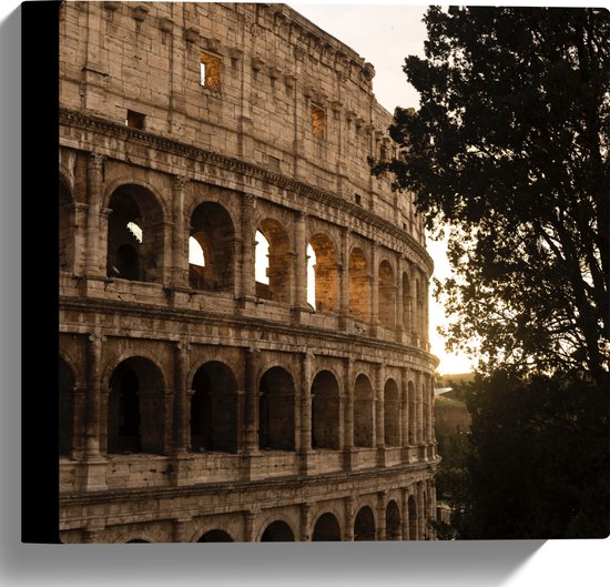 WallClassics - Canvas - Colosseum in Rome - 30x30 cm Foto op Canvas Schilderij (Wanddecoratie op Canvas)