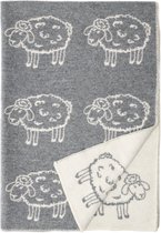 WOOOL Kinderdeken - LITTLE SHEEP (Grijs) - 130x90cm - Wollen babydeken - 88% Nieuw-Zeelandse Wol - 12% Katoen - Dekentje