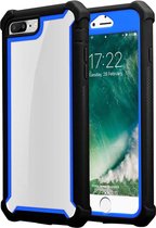 Cadorabo Hoesje geschikt voor Apple iPhone 7 PLUS / 7S PLUS / 8 PLUS in BLAUW ZWART - 2-in-1 beschermhoes met TPU siliconen rand en acrylglas achterkant