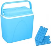 Voordelige blauwe koelbox 24 liter - inclusief 6 koelelementen - 38 x 26 x 39 cm