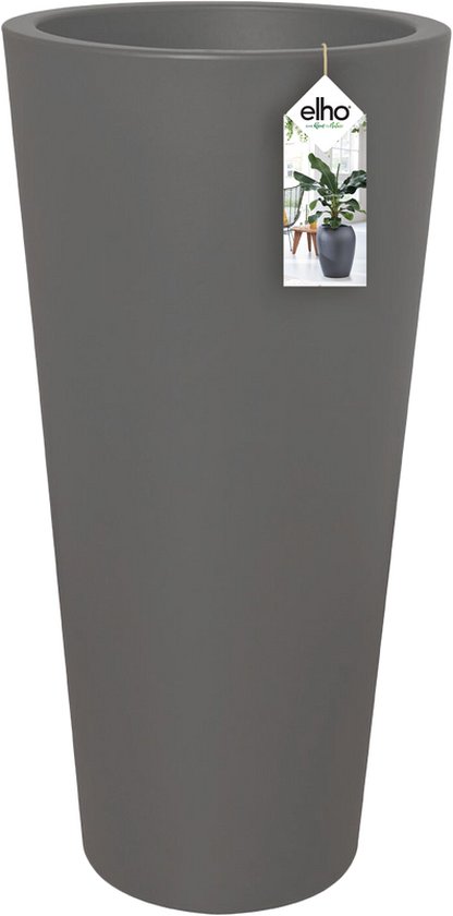 Vaso Per Piante Elho Loft Urban Round 40 - Esterno/Interno, 38,5x35,3 Cm, Nero/Antracite - Con Serbatoio D'Acqua E Garanzia 2 Anni