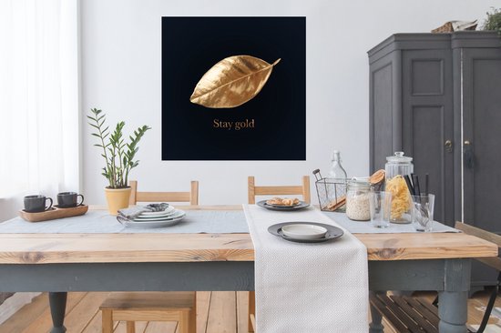 Feuille d'or avec la citation Stay gold poster papier 100x100 cm - Tirage photo sur Poster (décoration murale salon / chambre) / Poster Plantes