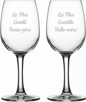 Witte wijnglas gegraveerd - 26cl - Le Plus Gentil Beau-père & La Plus Gentille Belle-mère