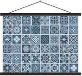 Porte-affiche avec affiche - Affiche scolaire - Fleurs - Blauw - Motifs - Figurines - 60x45 cm - Lattes noires
