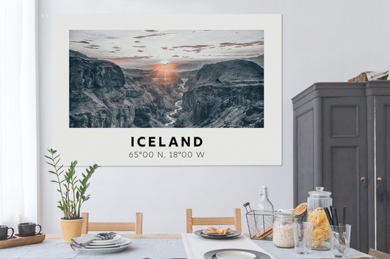 Tableau sur toile Islande - Rivière - Montagnes - 180x120 cm - Décoration murale XXL