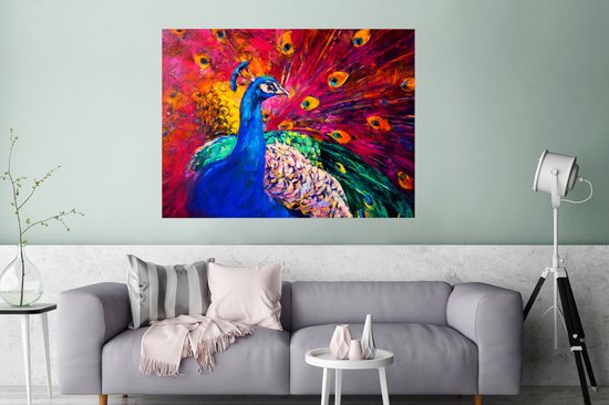 Affiche Peinture - Vogel - Paon - Peinture à l'huile - 120x90 cm