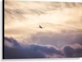 Canvas - Vliegtuig tussen de Wolken - 100x75 cm Foto op Canvas Schilderij (Wanddecoratie op Canvas)