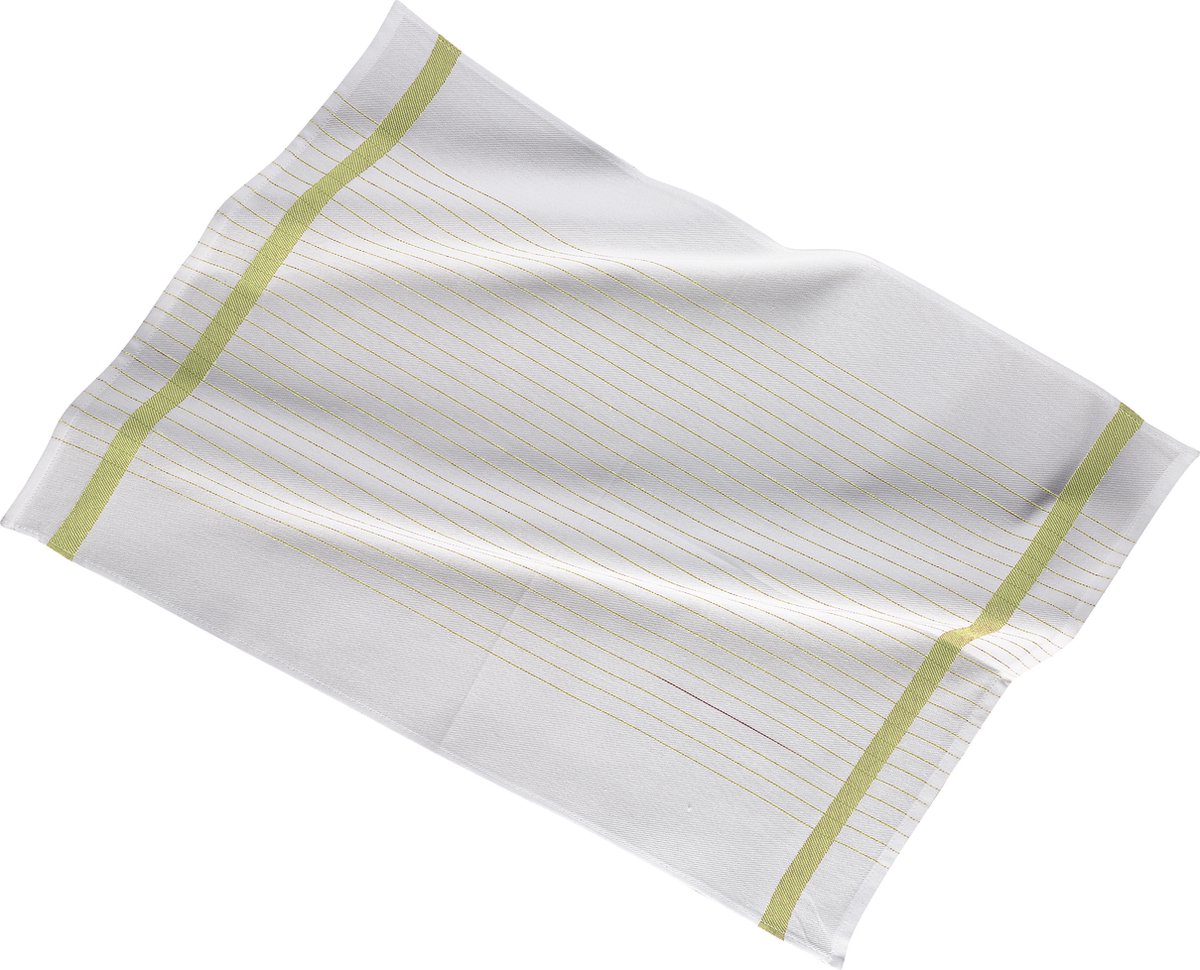 Keukenhanddoek 50x70cm, set3,stripe white center, lime