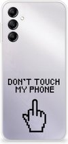 Leuk TPU Back Case Geschikt voor Samsung Galaxy A14 5G Hoesje Finger Don't Touch My Phone