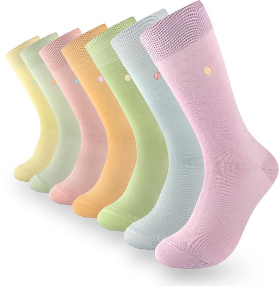 Seven Days in Pastel - 7 paar pastelkleurige sokken - maat: