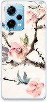Case Company® - Hoesje geschikt voor Xiaomi Redmi Note 12 Pro Plus hoesje - Japanse bloemen - Soft Cover Telefoonhoesje - Bescherming aan alle Kanten en Schermrand