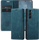 Samsung Galaxy S23 Bookcase hoesje - CaseMe - Effen Groenblauw - Kunstleer