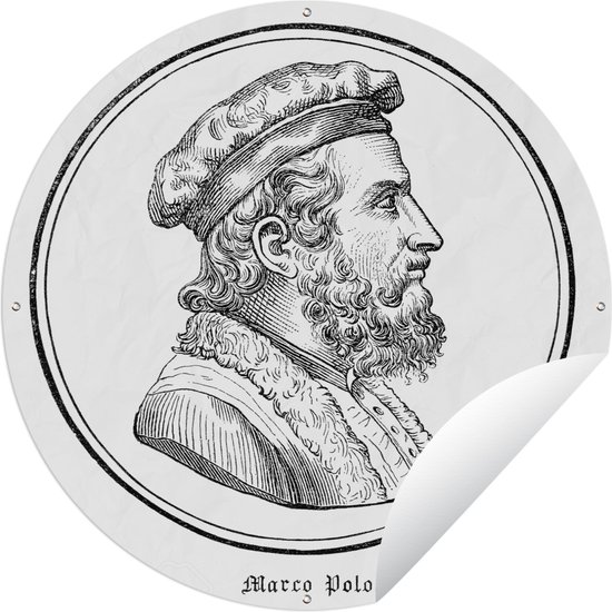 Tuincirkel Illustratie van een portret van Marco Polo - 60x60 cm - Ronde Tuinposter - Buiten