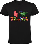 Birthday boy 4 jaar Kindershirt | Verjaardag | Jarig | Dino | Dinosaurus | World | Dinosauriërs