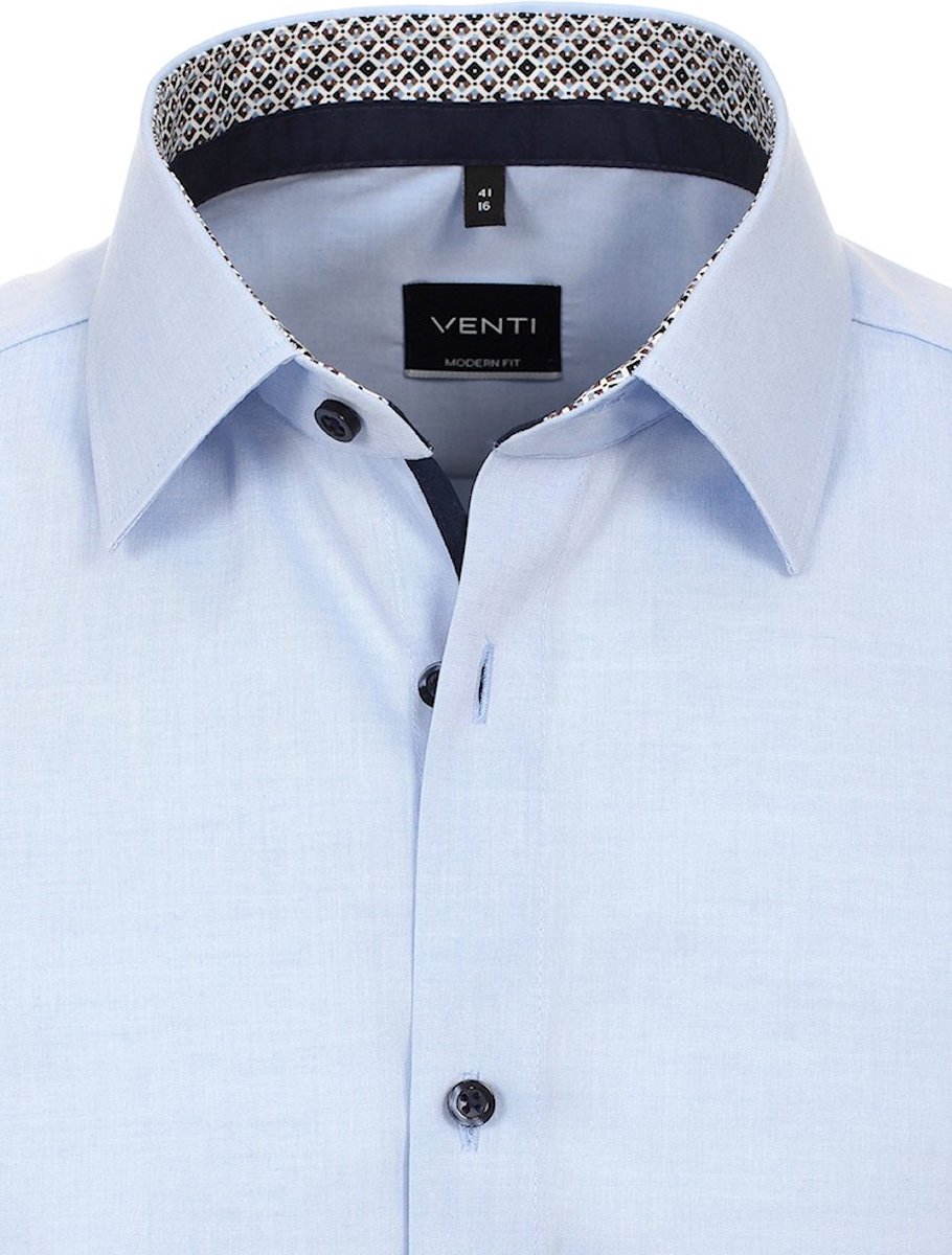 Blauw Overhemd Heren Strijkvrij Modern Fit Venti - M