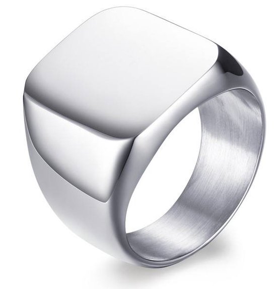 Zegelring Heren Zilver kleurig - 17-23mm - Ring Ringen - Cadeau voor Man - Mannen Cadeautjes