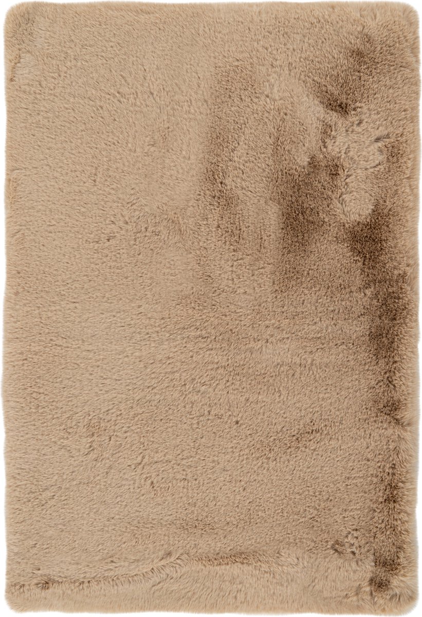 Kayoom - Hoogpolig Badkamer Tapijt - Wasbaar - Beige - 50 x 90cm - Antislip - Douchemat - Badmat - WC mat - Badkamermat