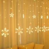 Rideau lumineux LED - Éclairage de Noël - Étoile/Flocon de neige - Wit chaud - 138 LED - 2,5 mètres - USB - Télécommande - Minuterie