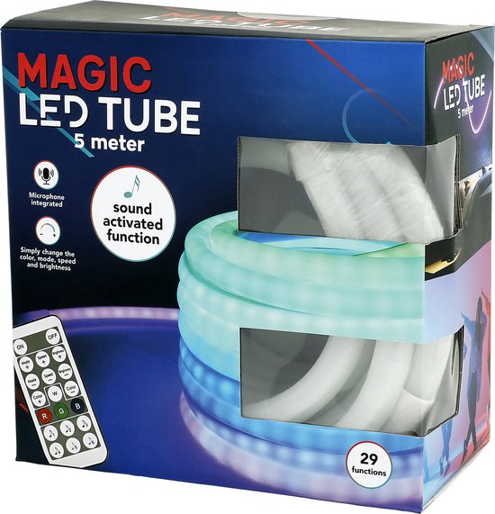 Magic LED Tube 5 meter met Afstandsbediening en Microphone integrated | Reageert op muziek | 29 Functies | 270 degrees lights