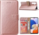 Hoesje Geschikt Voor Samsung Galaxy A14 4G/5G Hoesje met Pasjeshouder – bookcase Portemonnee – Rose Goud