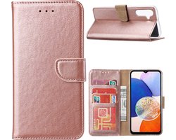 Hoesje Geschikt Voor Samsung Galaxy A14 4G/5G Hoesje met Pasjeshouder – bookcase Portemonnee – Rose Goud
