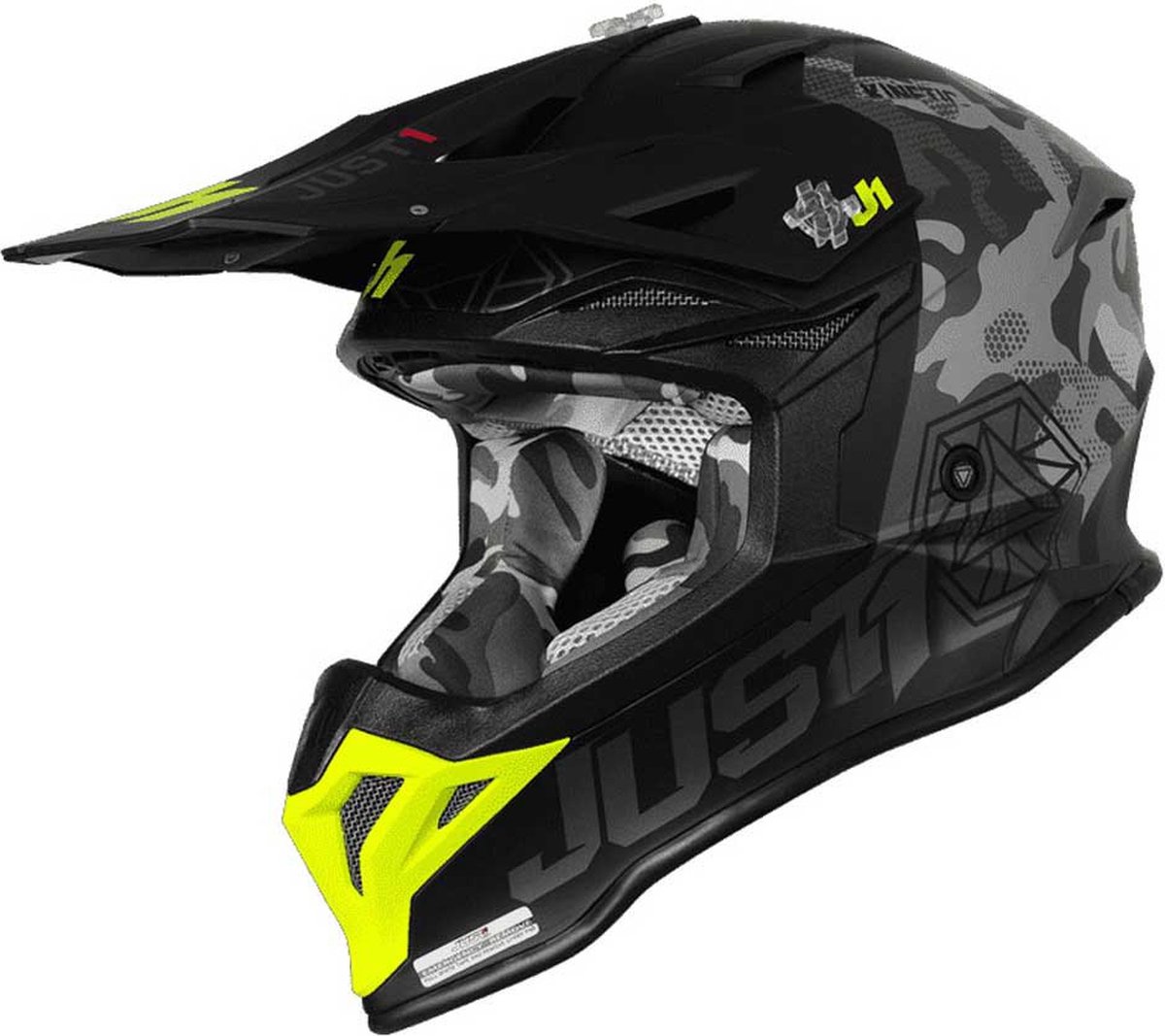 Casque Off-Road JUST1 J39 Kinetic Camo - Yellow Fluo / Rouge / Noir -  Taille M | bol