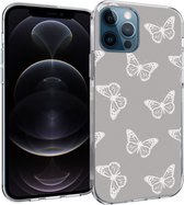 iPhone 12 / 12 Pro Hoesje Siliconen - iMoshion Design hoesje - Grijs / Butterfly