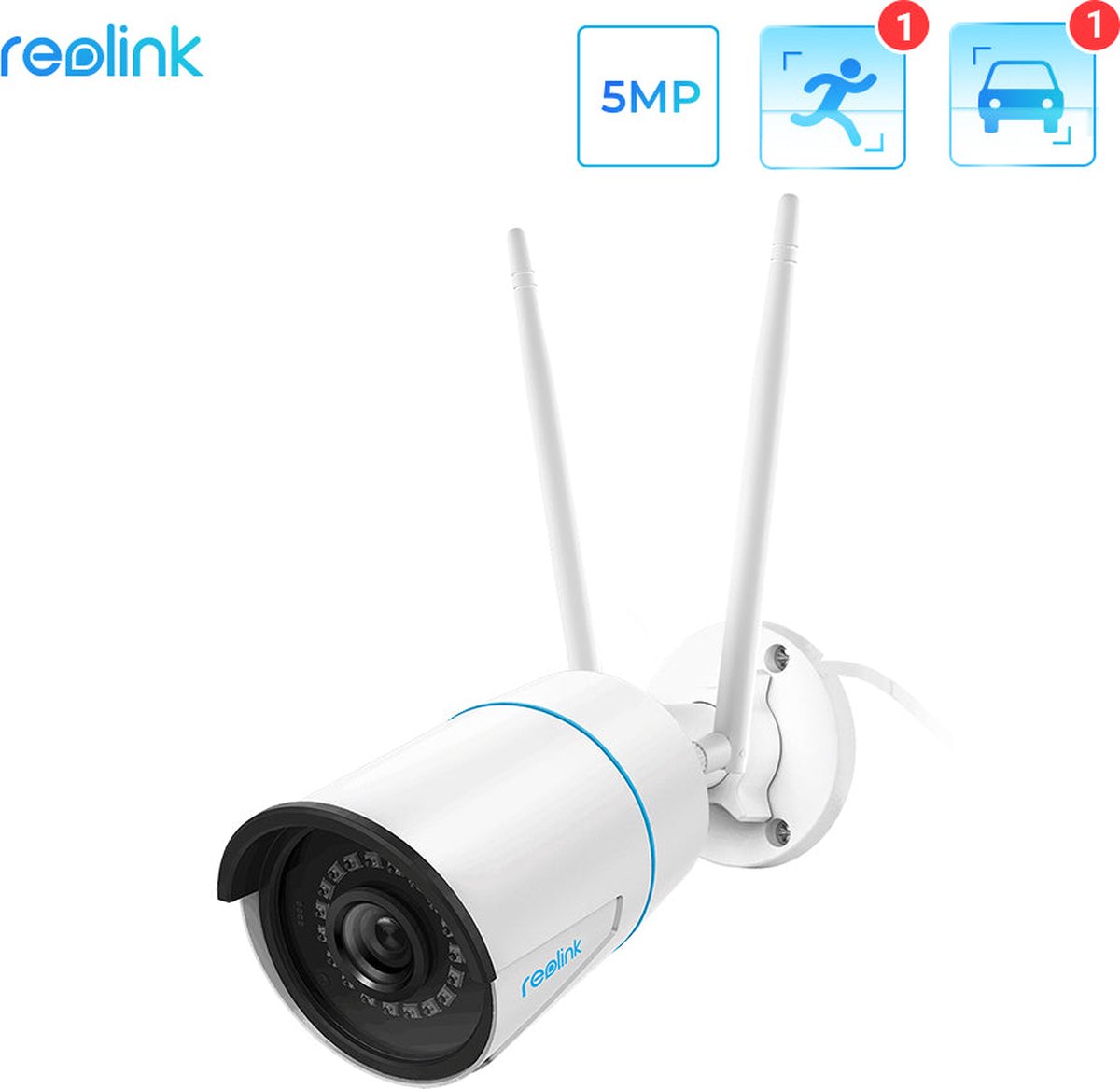Reolink 5MP WiFi-beveiligingscamera Buiten, 2,4GHz/5GHz WiFi CCTV IP-camera met Persoon/Voertuigdetectie, IP66, Nachtvisie met Bewegingsdetectie, Timelapse, RLC-510WA