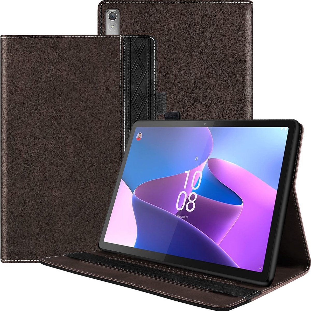 Mobigear Tablethoes geschikt voor Lenovo Tab P11 Pro Gen 2 Hoes | Mobigear Folio Bookcase + Stylus Houder - Bruin