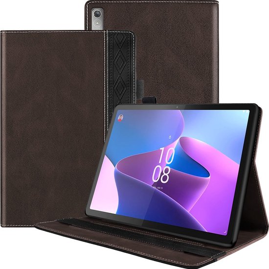 Foto: Mobigear tablethoes geschikt voor lenovo tab p11 pro gen 2 hoes mobigear folio bookcase stylus houder bruin