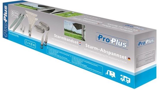Pro Plus Stormbandset met Peesbevestiging en Spanvering - 2 x Spanbanden 480 cm - 8 Delig - Pro Plus