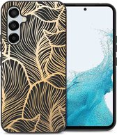 iMoshion Hoesje Geschikt voor Samsung Galaxy A54 (5G) Hoesje Siliconen - iMoshion Design hoesje - Zwart / Golden Leaves