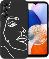 iMoshion Hoesje Geschikt voor Samsung Galaxy A14 (5G) / A14 (4G) Hoesje Siliconen - iMoshion Design hoesje - Zwart / Line Art Woman Black
