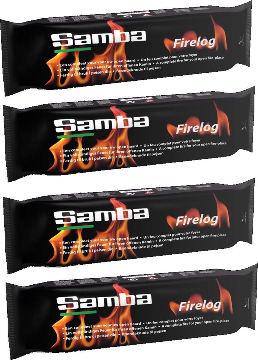 beweeglijkheid Elk jaar Hopelijk Samba Firelog - Haardblok - Paraffine - 1,1 kg. - 4 stuks | bol.com