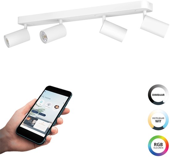 Smart WiFi LED opbouw plafondspot Esto 2 lichts/dubbel Zwart incl. 2x 5,5W GU10 RGBWW spot IP20 kantelbaar