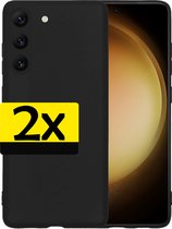 Hoesje Geschikt voor Samsung S23 Hoesje Siliconen Case - Hoes Geschikt voor Samsung Galaxy S23 Hoes Siliconen - Zwart - 2 Stuks.