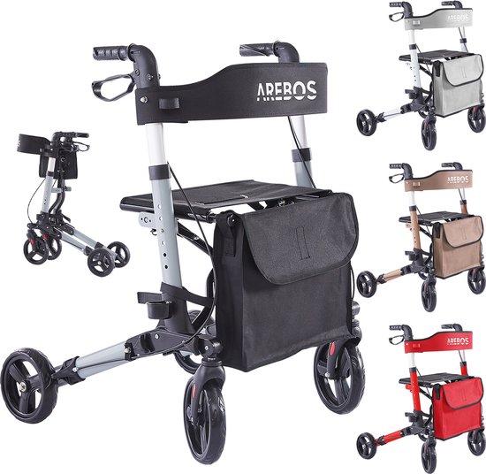 Foto: Arebos rollator lichtgewicht en opvouwbaar rollators rollator voor binnen en buiten zwart