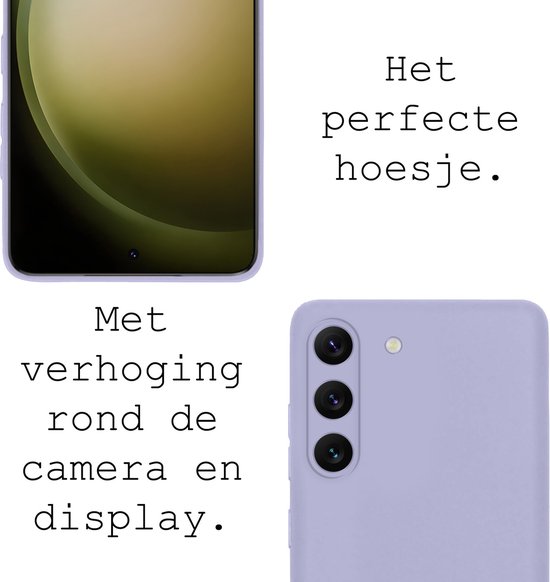 Coque Samsung Galaxy S23 Plus Coque Arrière en Siliconen avec 2x Protecteur d'écran - Coque Samsung Galaxy S23 Plus Coque en Silicone - Lilas