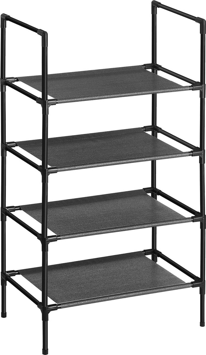 Schoenenrek - Met 4 planken - Metalen frame - Zwart