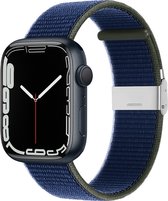 By Qubix Nylon bandje met klemsluiting - Donkerblauw - Geschikt voor Apple Watch 38mm - 40mm - 41mm - Compatible Apple watch bandje - smartwatch