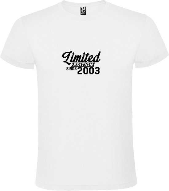 Wit T-Shirt met “Limited sinds 2003 “ Afbeelding Zwart Size XXXXL